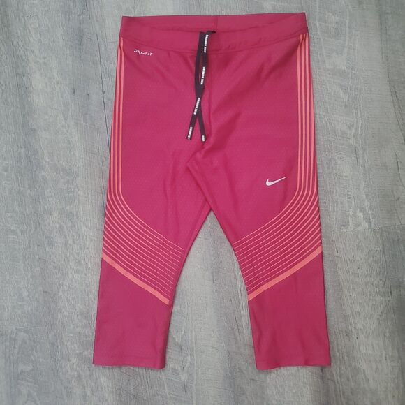 Nike Pants - NEW Nike Women's Leggings Size Medium Berry Pink Orange Dri-FIT Running Capris